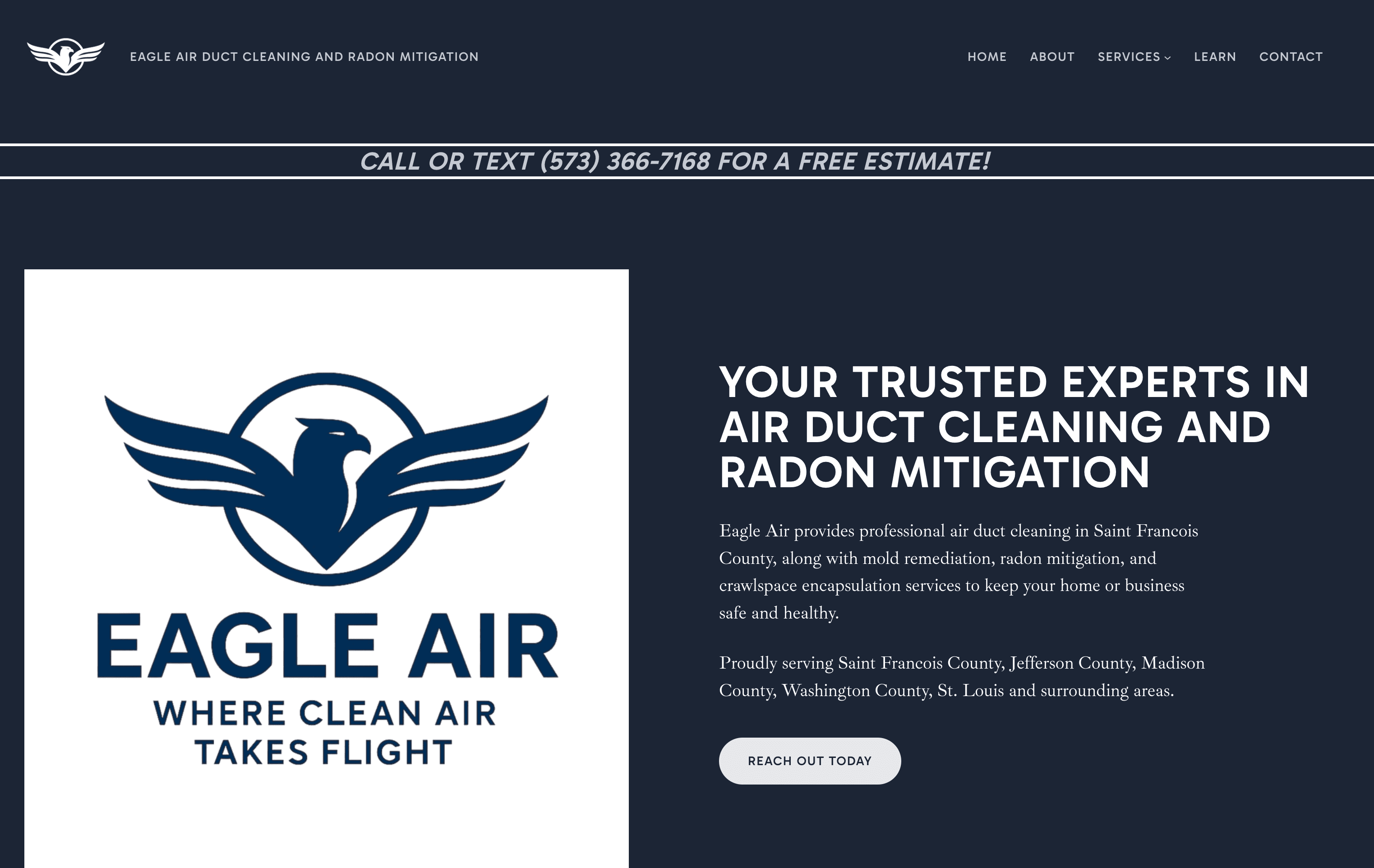 Screenshot of Eagle Air - Local services site + SEO foundation